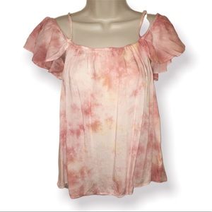 AMERICAN EAGLE - PINK TIE DYE OFF SHOULDER BLOUSE